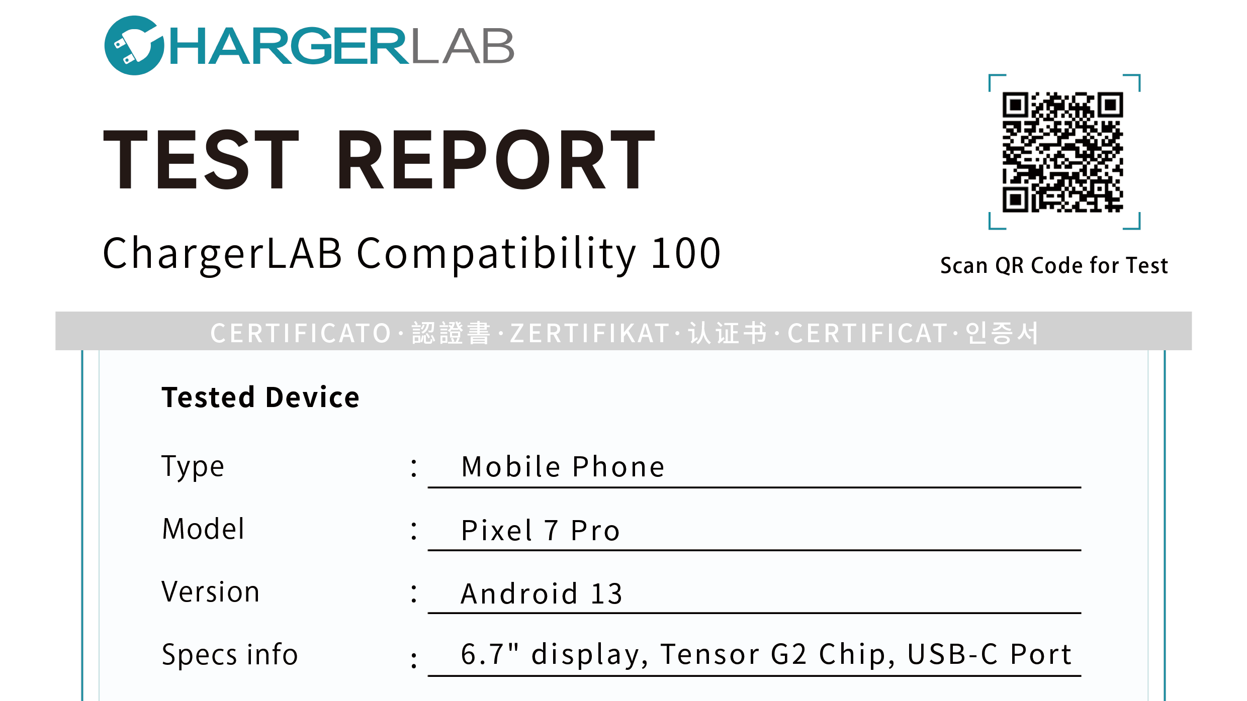 Google Pixel 7 Pro | ChargerLAB Compatibility 100 Reveals Charging Details