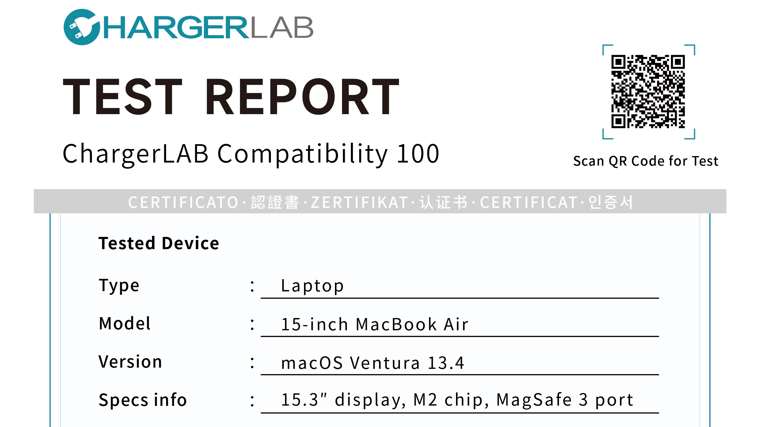 Apple 15-inch MacBook Air | ChargerLAB Compatibility 100 Reveals Charging Details