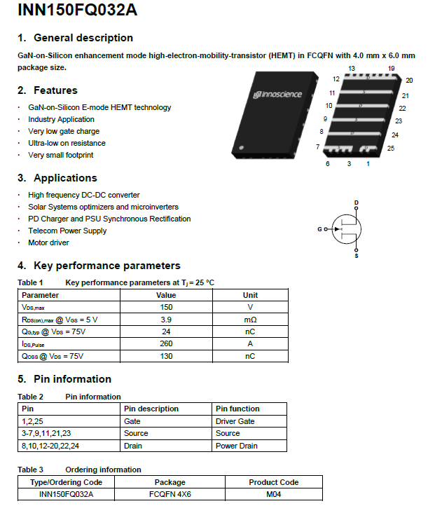 Innoscience's Two FCQFN 150V Products Enter the Industrial Application Market-Chargerlab
