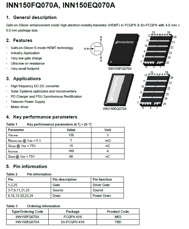 Innoscience's Two FCQFN 150V Products Enter the Industrial Application Market-Chargerlab