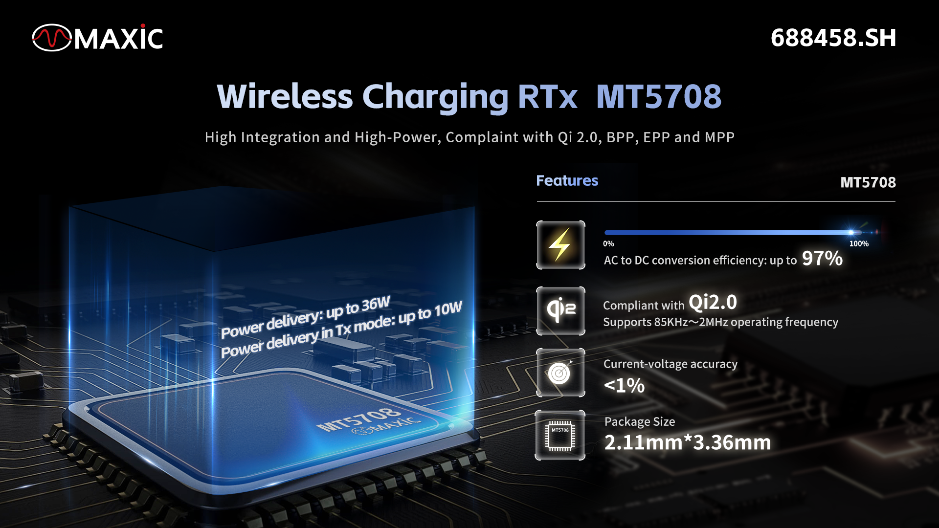 Maxic Unveils MT5708: High-Density 36W Wireless Charging Chip for Slim Devices